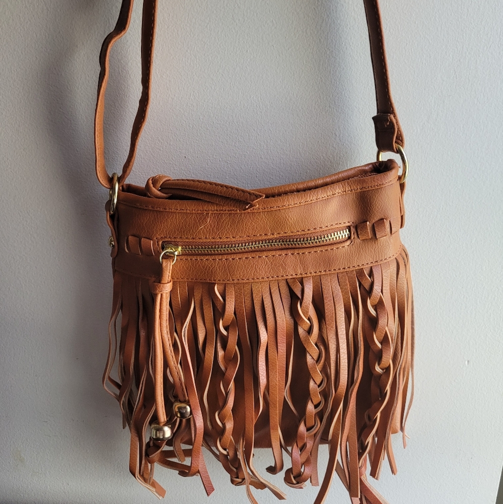 Fringe Tan Crossbody Bag